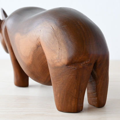 Vintage Teak Wood Rhino / ヴィンテージ チーク サイのオブジェ
