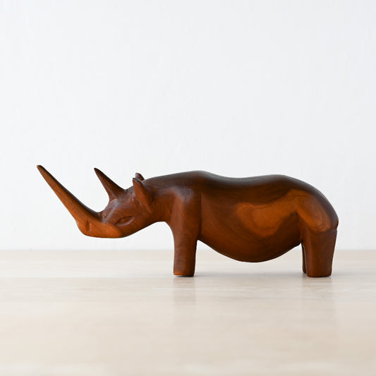 Vintage Teak Wood Rhino / ヴィンテージ チーク サイのオブジェ