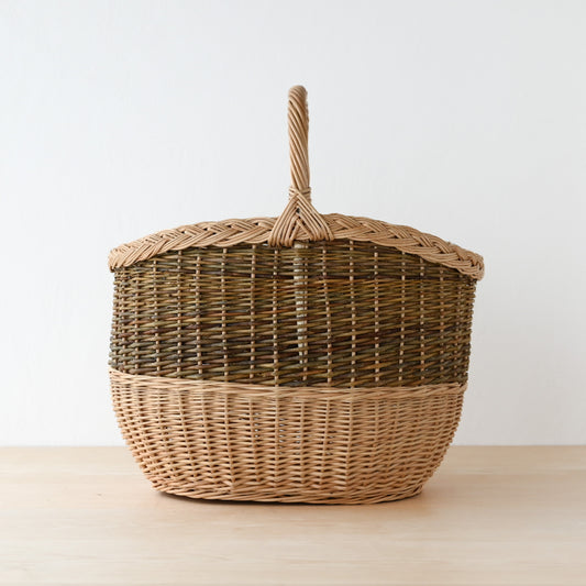 ラトビア  マッシュルームバスケット (ツートン)